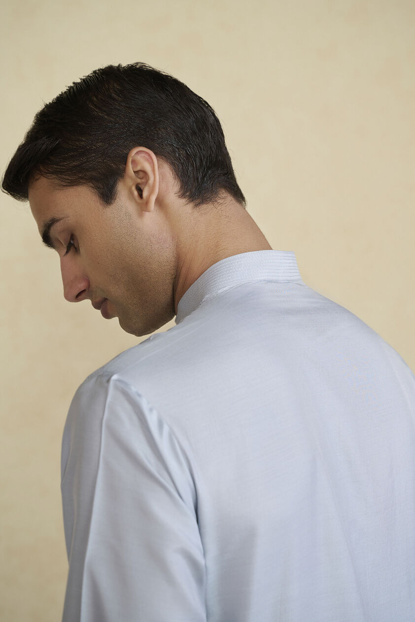 Samit Silk Kurta - Grey, Grey, image 4